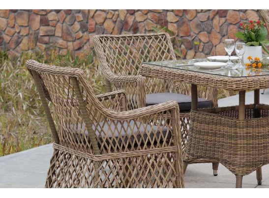 "Айриш" обеденная группа плетеная на 4 персоны, цвет соломенный в Кургане