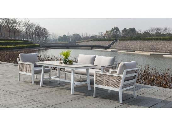 "Сан Ремо" стол обеденный из ДПК, каркас алюминиевый в Кургане