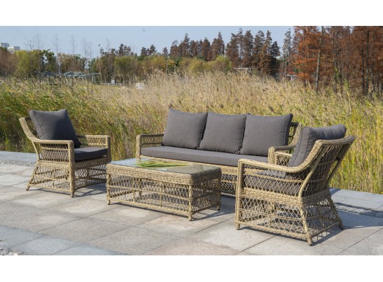 "Гранд Латте" лаунж-зона из искусственного ротанга, цвет соломенный в Кургане