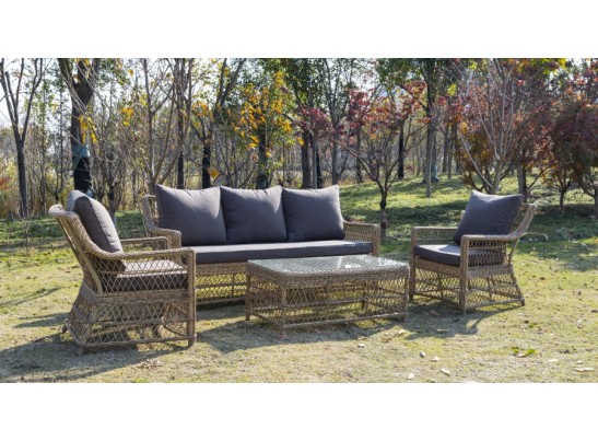 "Гранд Латте" диван трехместный из искусственного ротанга, цвет соломенный в Кургане