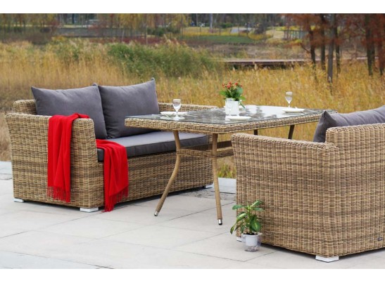 "Аффогато" обеденная группа из искусственного ротанга, цвет соломенный в Кургане