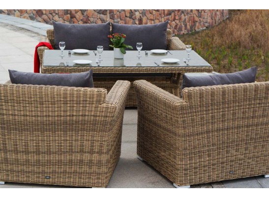 "Аффогато" обеденная группа из искусственного ротанга, цвет соломенный в Кургане