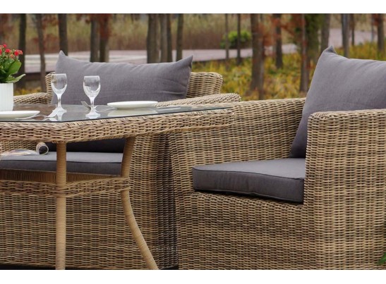 "Аффогато" обеденная группа из искусственного ротанга, цвет соломенный в Кургане
