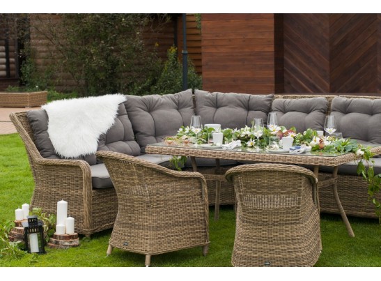 "Базелла" обеденная группа из искусственного ротанга, цвет соломенный в Кургане