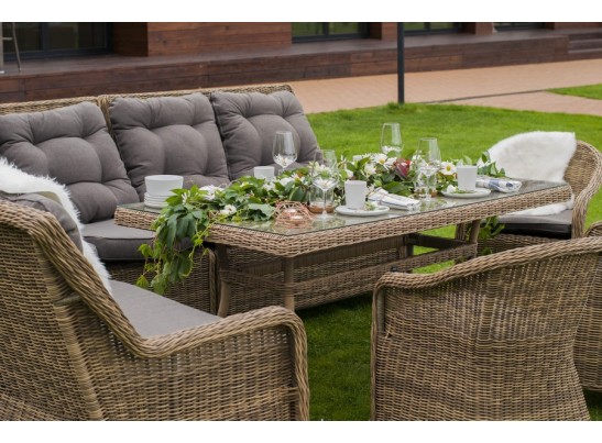 "Базелла" обеденная группа из искусственного ротанга, цвет соломенный в Кургане