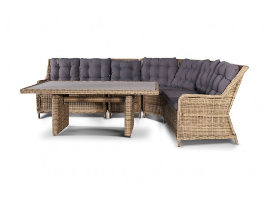 "Бергамо" обеденная группа угловая из искусственного ротанга, цвет соломенный в Кургане