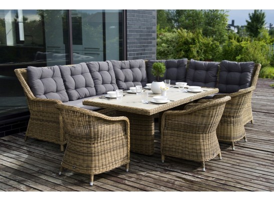 "Бергамо" обеденная группа угловая из искусственного ротанга, цвет соломенный в Кургане