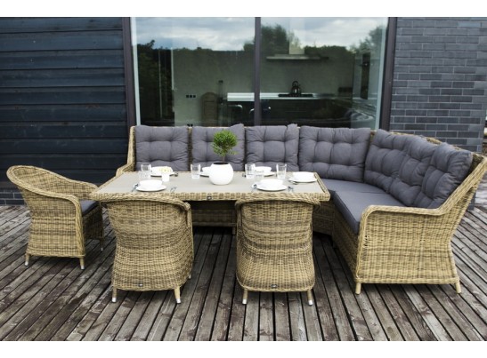 "Бергамо" обеденная группа угловая из искусственного ротанга, цвет соломенный в Кургане