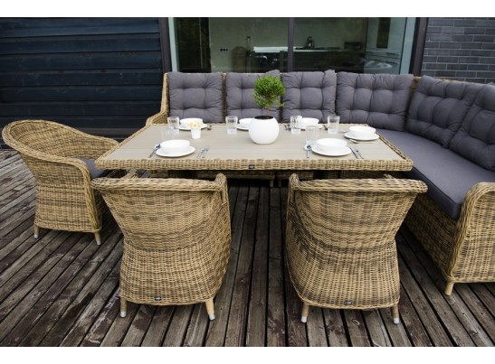 "Бергамо" обеденная группа угловая из искусственного ротанга, цвет соломенный в Кургане