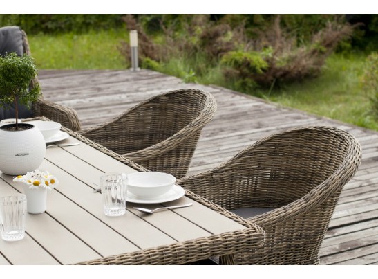 "Бергамо" обеденная группа угловая из искусственного ротанга, цвет соломенный в Кургане