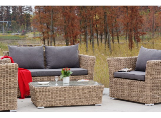 "Капучино Сингл" лаунж-зона из искусственного ротанга, цвет соломенный в Кургане