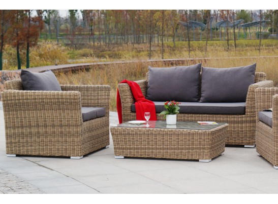 "Капучино Сингл" лаунж-зона из искусственного ротанга, цвет соломенный в Кургане