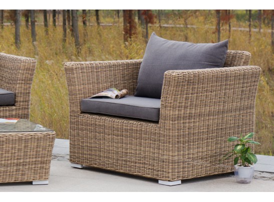 "Капучино Сингл" лаунж-зона из искусственного ротанга, цвет соломенный в Кургане