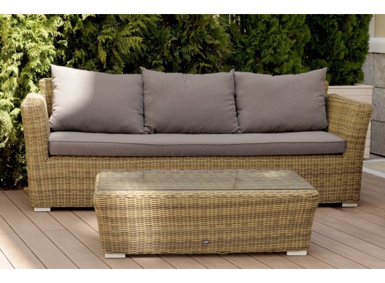 "Капучино" диван из искусственного ротанга трехместный, цвет соломенный в Кургане