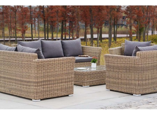 "Капучино Дабл" лаунж-зона из искусственного ротанга, цвет соломенный в Кургане