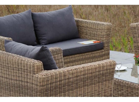 "Капучино Дабл" лаунж-зона из искусственного ротанга, цвет соломенный в Кургане