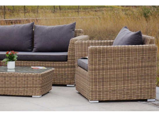 "Капучино Дабл" лаунж-зона из искусственного ротанга, цвет соломенный в Кургане