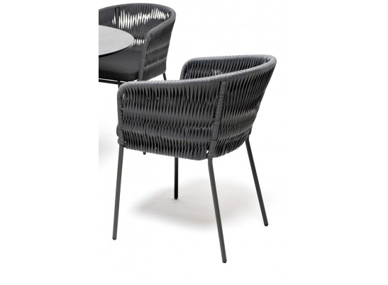 "Диего" обеденная группа на 4 персоны со стульями "Бордо" плетения колос, столешница "серый гранит" в Кургане