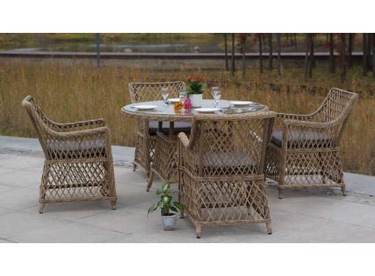 "Эспрессо" плетеный круглый стол, диаметр 118 см, цвет соломенный в Кургане