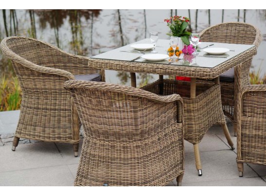 "Фредо" обеденная группа из искусственного ротанга, цвет соломенный в Кургане