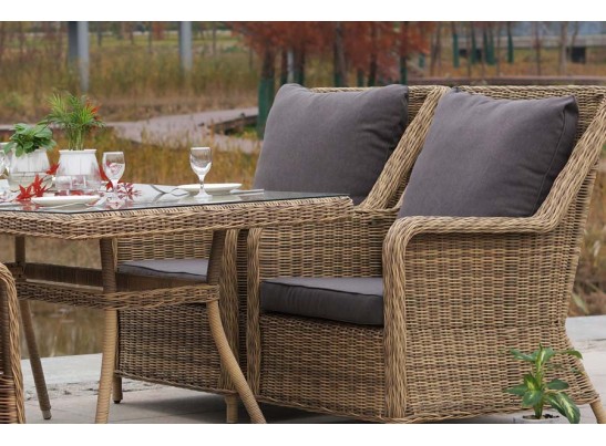 "Гляссе" обеденная группа из искусственного ротанга, цвет соломенный в Кургане