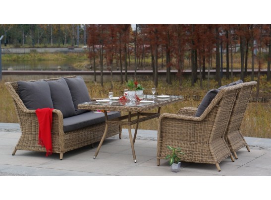 "Гляссе" диван трехместный из искусственного ротанга, цвет соломенный в Кургане