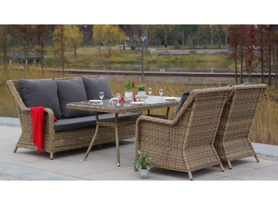 "Гляссе" диван трехместный из искусственного ротанга, цвет соломенный в Кургане