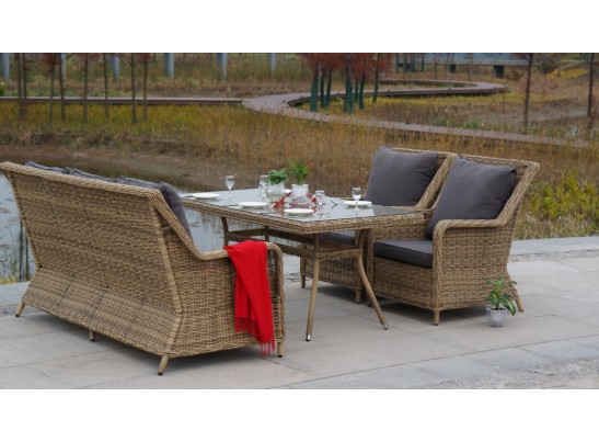 "Гляссе" диван трехместный из искусственного ротанга, цвет соломенный в Кургане