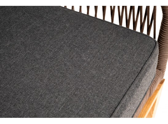 "Канны" диван 2-местный плетеный из роупа, основание дуб, роуп коричневый круглый, ткань темно-серая 027 в Кургане