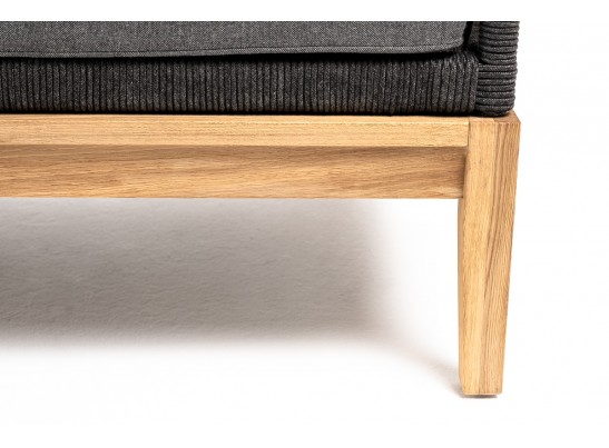 "Канны" диван 2-местный плетеный из роупа, основание дуб, роуп темно-серый круглый, ткань темно-серая 027 в Кургане