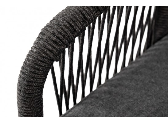 "Канны" диван 2-местный плетеный из роупа, основание дуб, роуп темно-серый круглый, ткань темно-серая 027 в Кургане