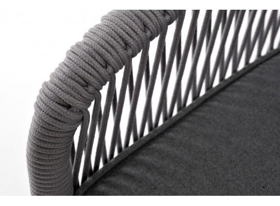"Канны" диван 3-местный плетеный из роупа, каркас алюминий белый муар, роуп светло-серый круглый, ткань серая 017 в Кургане