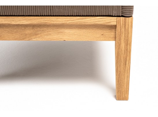 "Канны" кресло плетеное из роупа, основание дуб, роуп коричневый круглый, ткань темно-серая 027 в Кургане