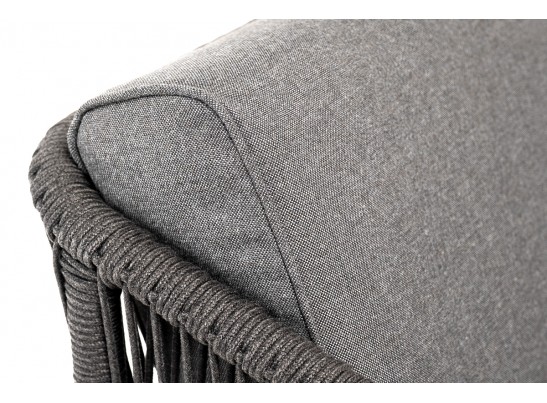 "Канны" кресло плетеное из роупа, основание дуб, роуп темно-серый круглый, ткань темно-серая 027 в Кургане