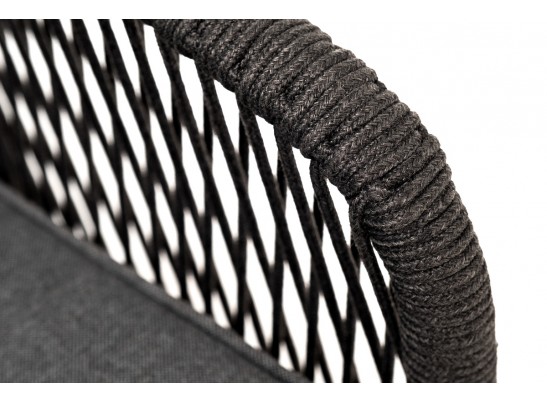 "Канны" кресло плетеное из роупа, основание дуб, роуп темно-серый круглый, ткань темно-серая 027 в Кургане