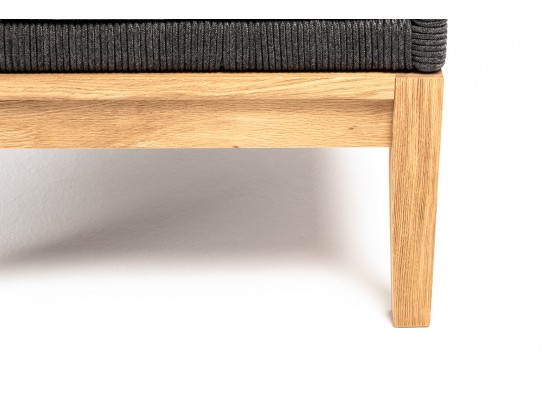 "Канны" кресло плетеное из роупа (узелки), основание дуб, роуп темно-серый круглый, ткань серая в Кургане