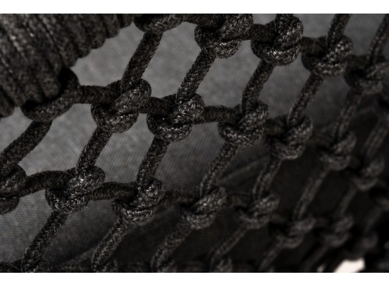 "Канны" кресло плетеное из роупа (узелки), основание дуб, роуп темно-серый круглый, ткань серая в Кургане