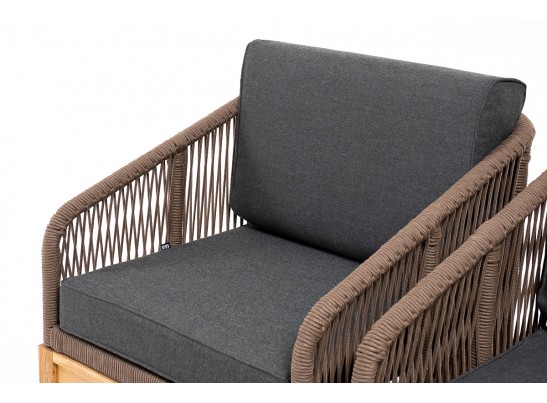 "Канны" лаунж-зона 4-местная из роупа со столиком "Канны" (серый гранит), основание дуб, роуп коричневый в Кургане