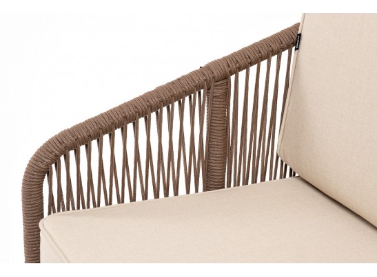 "Канны" лаунж-зона 4-местная из роупа со столом "Гранада" (серый гранит), основание дуб, роуп коричневый, ткань бежевая в Кургане