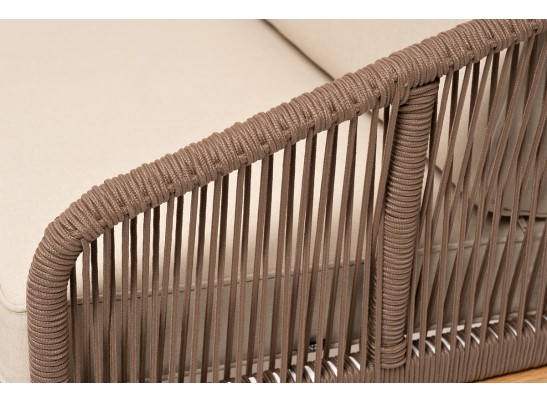 "Канны" лаунж-зона 4-местная из роупа со столом "Гранада" (серый гранит), основание дуб, роуп коричневый, ткань бежевая в Кургане