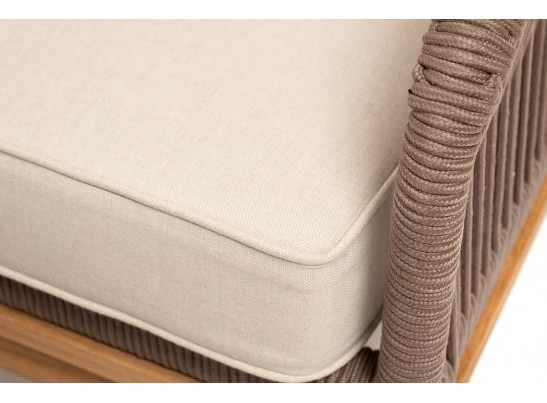 "Канны" лаунж-зона 4-местная из роупа со столом "Гранада" (серый гранит), основание дуб, роуп коричневый, ткань бежевая в Кургане