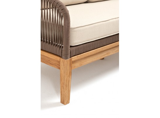 "Канны" лаунж-зона 4-местная из роупа со столом "Гранада" (серый гранит), основание дуб, роуп коричневый, ткань бежевая в Кургане