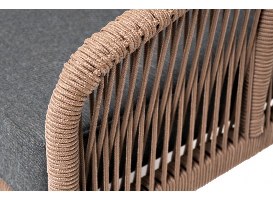 "Канны" лаунж-зона 4-местная из роупа со столом "Верона" (серый гранит), каркас алюминиевый коричневый, роуп коричневый в Кургане