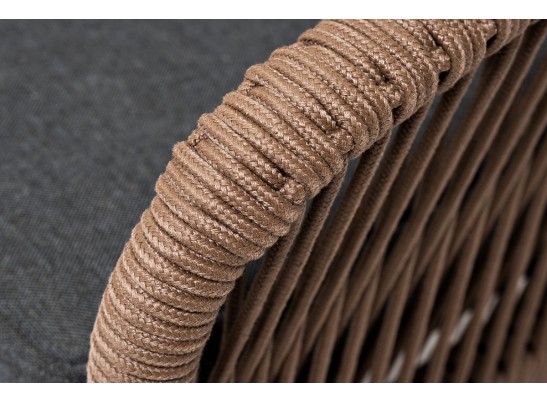 "Канны" лаунж-зона 4-местная из роупа со столом "Верона" (серый гранит), каркас алюминиевый коричневый, роуп коричневый в Кургане