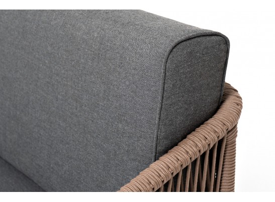 "Канны" лаунж-зона 4-местная из роупа со столом "Верона" (серый гранит), каркас алюминиевый коричневый, роуп коричневый в Кургане