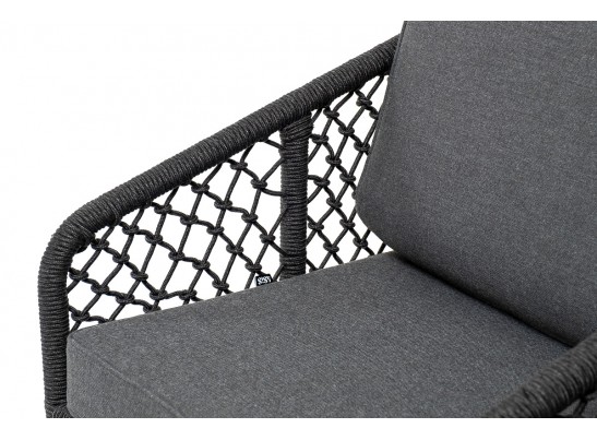 "Канны" лаунж-зона 4-местная из роупа узелкового плетения, каркас алюминий, роуп темно-серый в Кургане