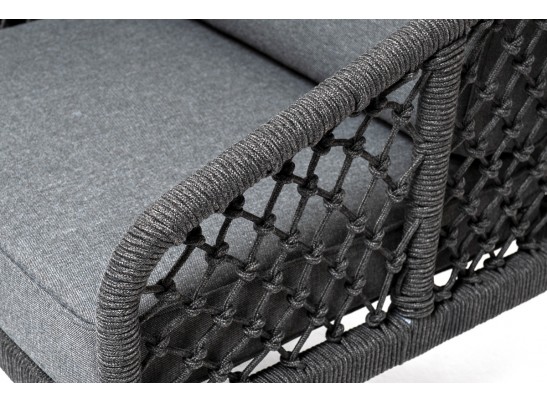 "Канны" лаунж-зона 4-местная из роупа узелкового плетения, каркас алюминий, роуп темно-серый в Кургане