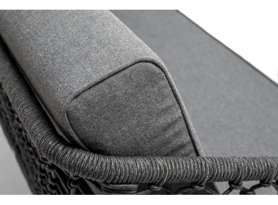 "Канны" лаунж-зона 4-местная из роупа узелкового плетения, каркас алюминий, роуп темно-серый в Кургане