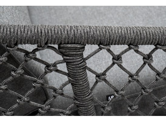 "Канны" лаунж-зона 4-местная из роупа узелкового плетения, каркас алюминий, роуп темно-серый в Кургане