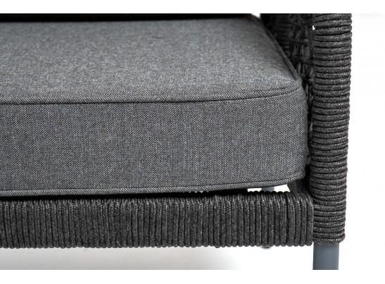 "Канны" лаунж-зона 4-местная из роупа узелкового плетения, каркас алюминий, роуп темно-серый в Кургане